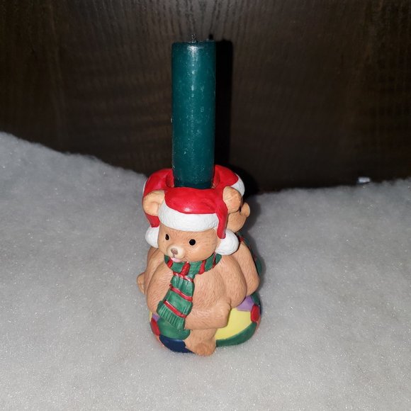 Porcelain Candle Holder - Holiday Bears - Picture 9 of 11